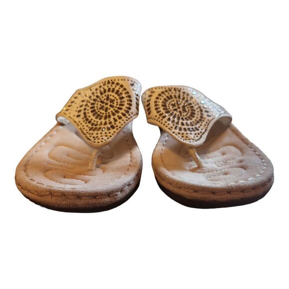 Cliff by white mountian thong sandle women's sz 8.5 white with silver accents - Picture 5 of 10